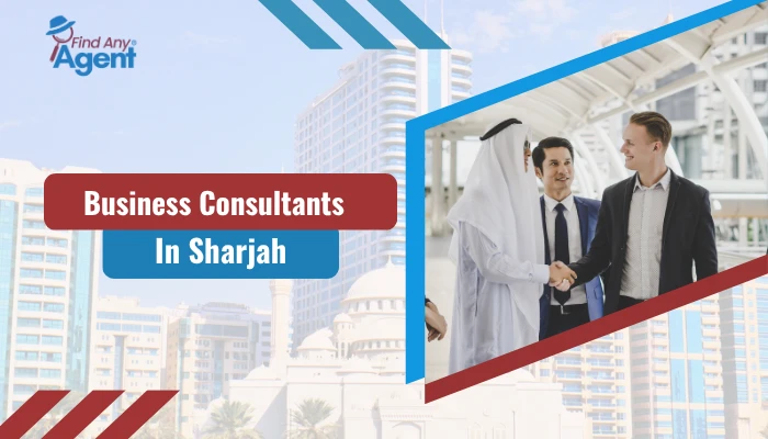 A professional image of business consultants shaking hands in an urban setting, illustrating the reliable networking and advisory services provided by FindAnyAgent for Business Consultants in Sharjah.