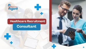 A healthcare professional and nurse reviewing data on a tablet, illustrating the expert medical staffing solutions provided by a Healthcare Recruitment Consultant at FindAnyAgent.